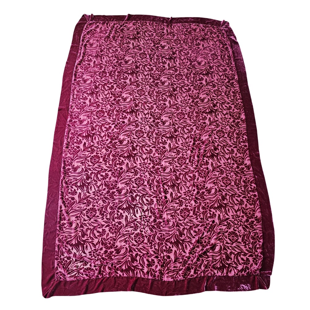 Bella Notte Linens Blanket Velvet Burnout Large Purple Silk Rayon Floral